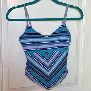 Blue Striped Y2K top